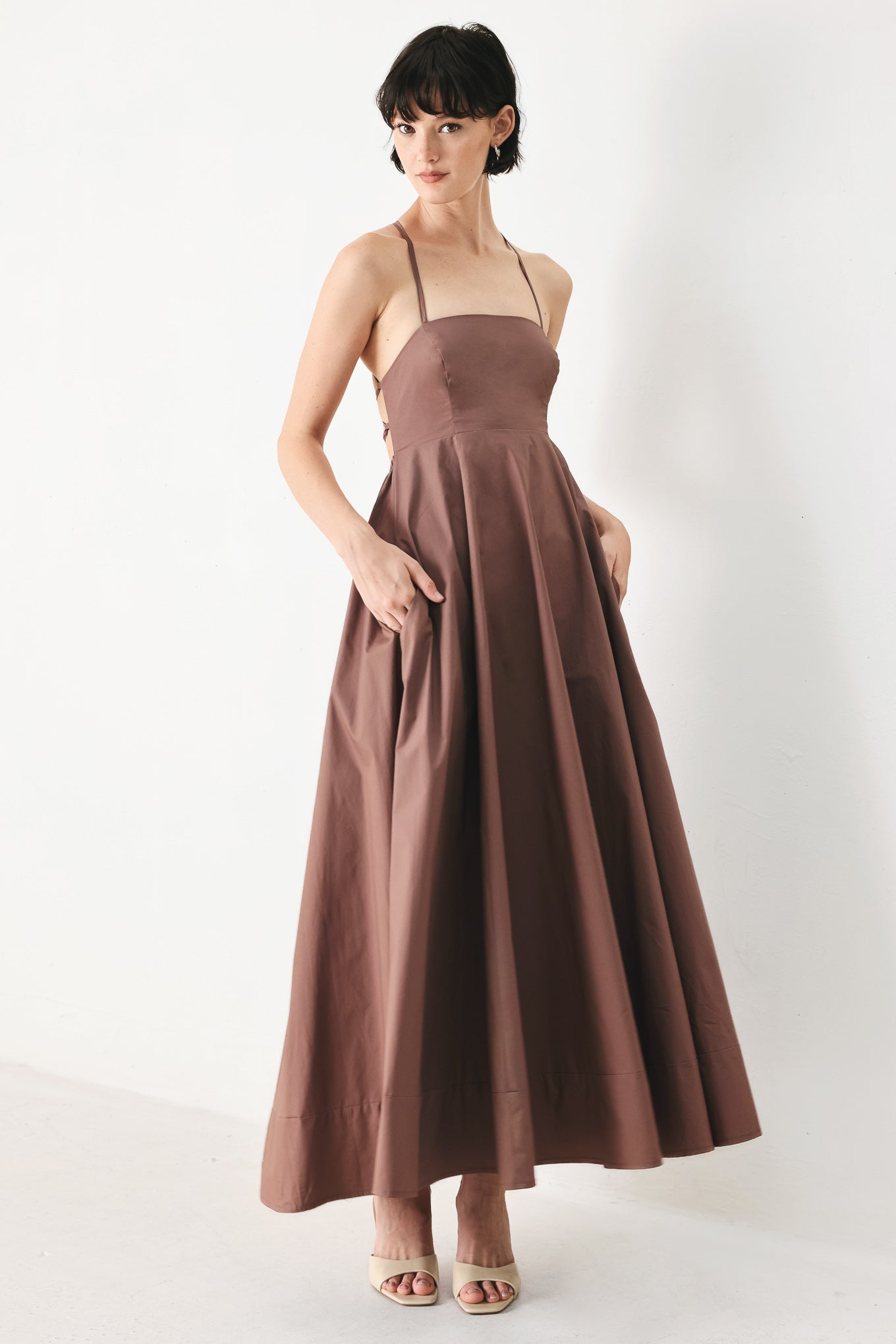 PURE LINE WOVEN MIDI DRESS Flying Tomato