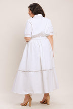ELEGANT ENCOUNTER WOVEN MIDI DRESS Flying Tomato