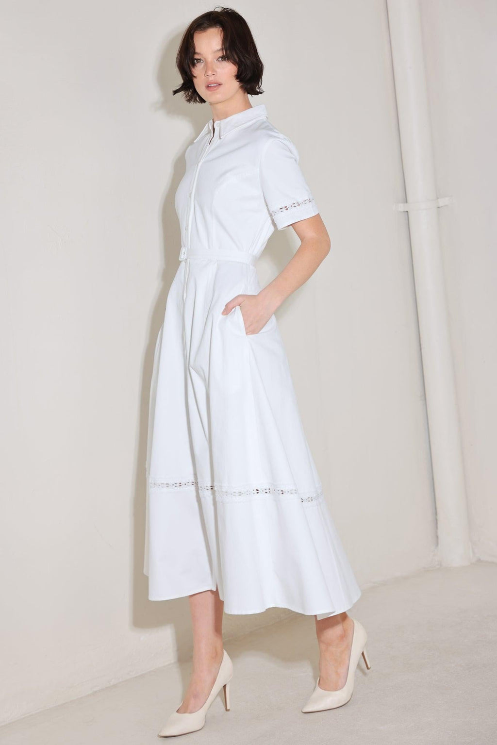 ELEGANT ENCOUNTER WOVEN MIDI DRESS Flying Tomato