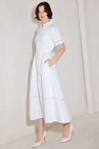 ELEGANT ENCOUNTER WOVEN MIDI DRESS Flying Tomato