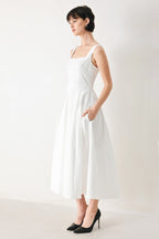 ECHO IN WHITE WOVEN MIDI DRESS Flying Tomato