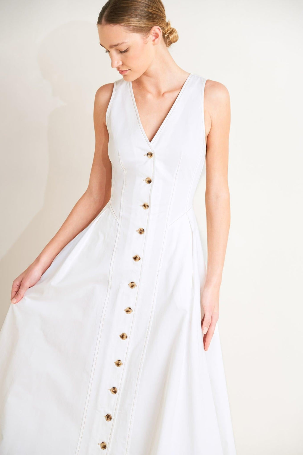 ELEGANTLY YOURS WOVEN MIDI DRESS Flying Tomato