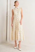 PURELY ROMANTIC WOVEN LACE MIDI DRESS Flying Tomato