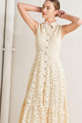 PURELY ROMANTIC WOVEN LACE MIDI DRESS Flying Tomato