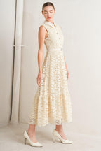 PURELY ROMANTIC WOVEN LACE MIDI DRESS Flying Tomato