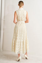 PURELY ROMANTIC WOVEN LACE MIDI DRESS Flying Tomato