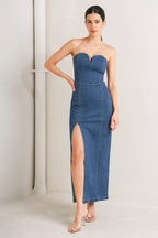 RAW ECHO DENIM MIDI DRESS Flying Tomato