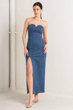 RAW ECHO DENIM MIDI DRESS Flying Tomato