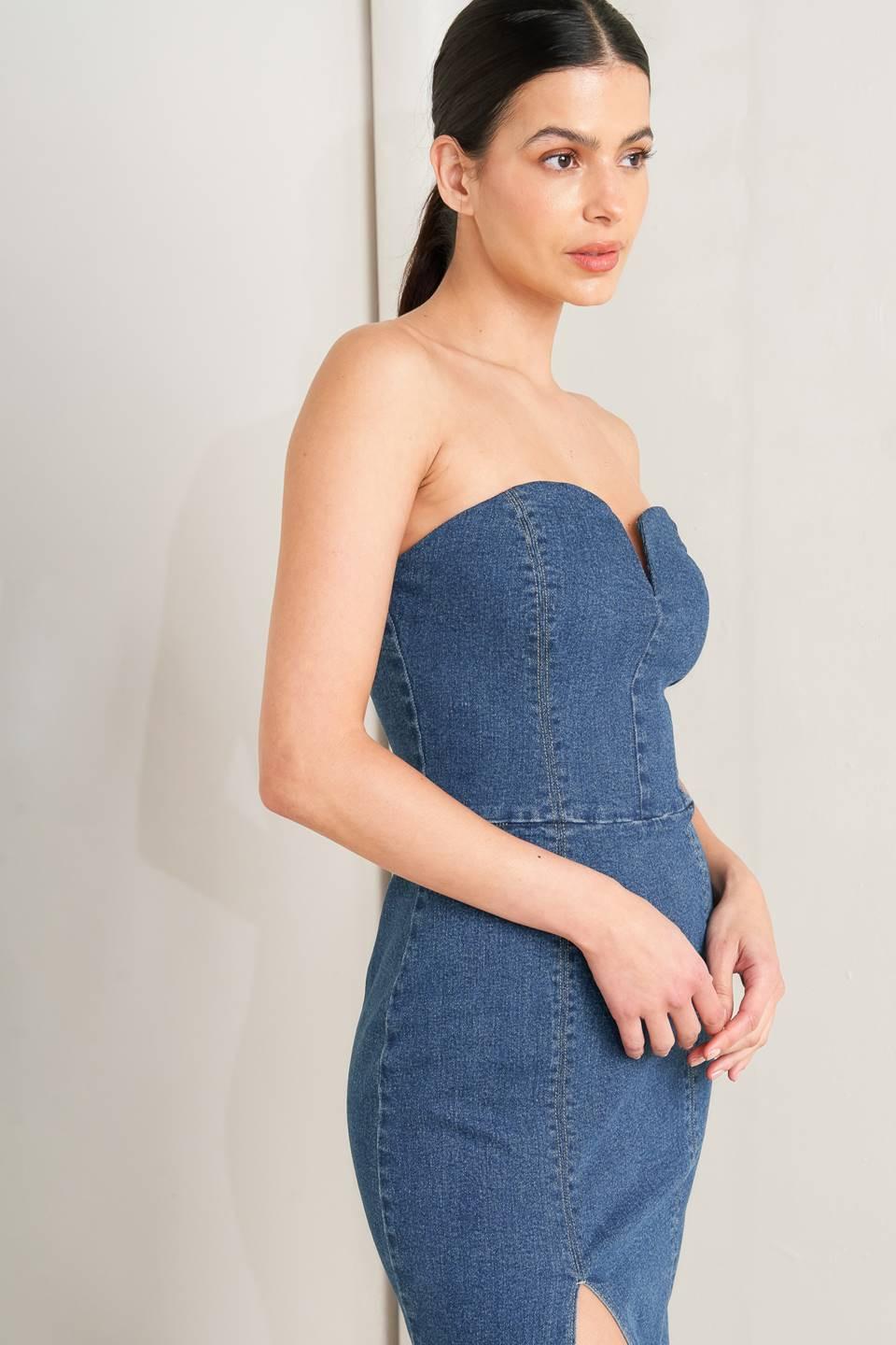 RAW ECHO DENIM MIDI DRESS Flying Tomato