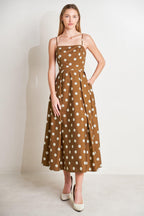 ESPRESSO DOT DREAM WOVEN MIDI DRESS Flying Tomato