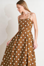 ESPRESSO DOT DREAM WOVEN MIDI DRESS Flying Tomato