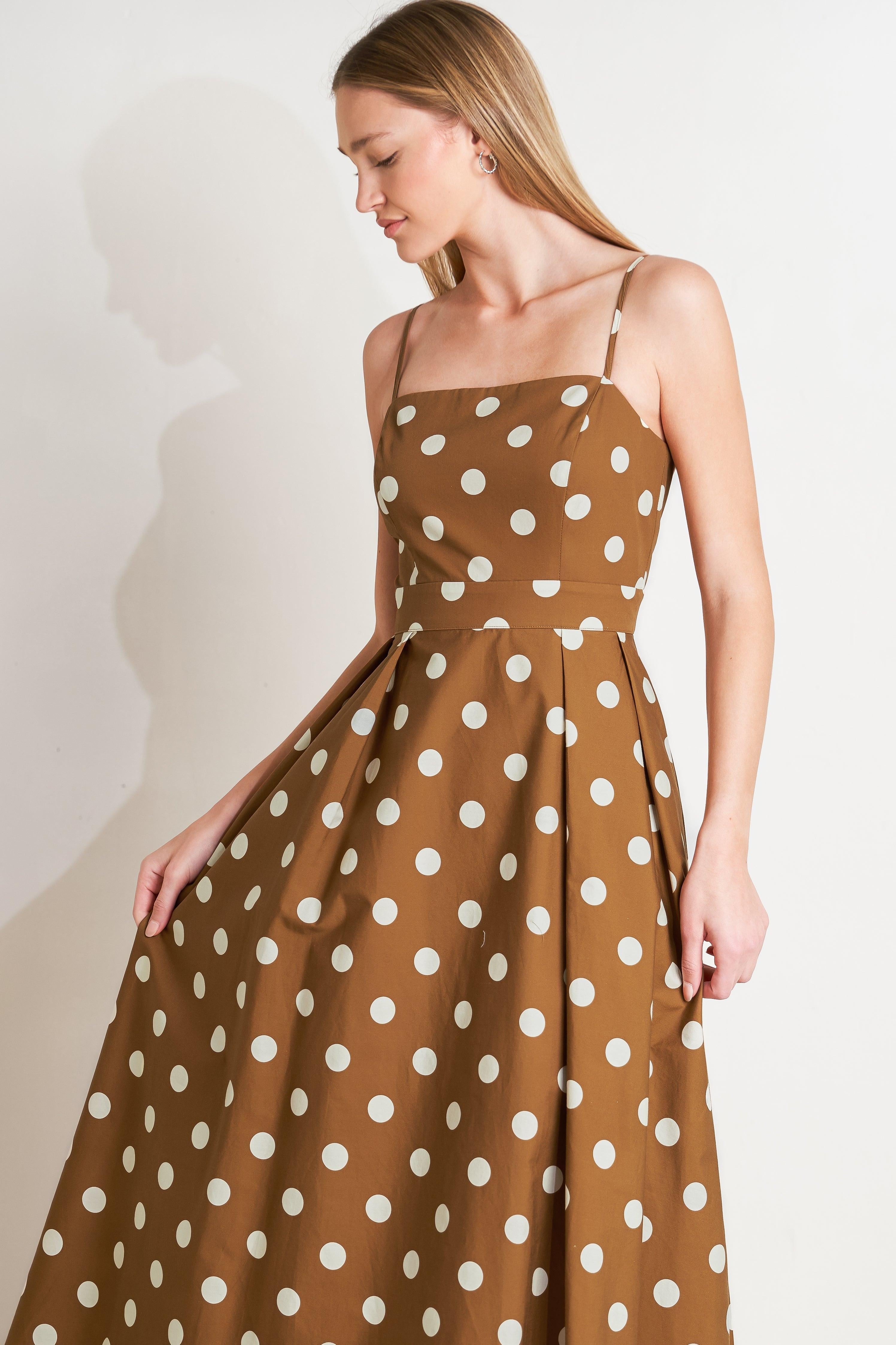 ESPRESSO DOT DREAM WOVEN MIDI DRESS Flying Tomato