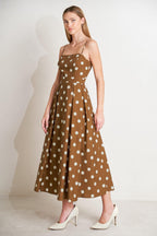 ESPRESSO DOT DREAM WOVEN MIDI DRESS Flying Tomato
