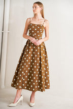 ESPRESSO DOT DREAM WOVEN MIDI DRESS Flying Tomato