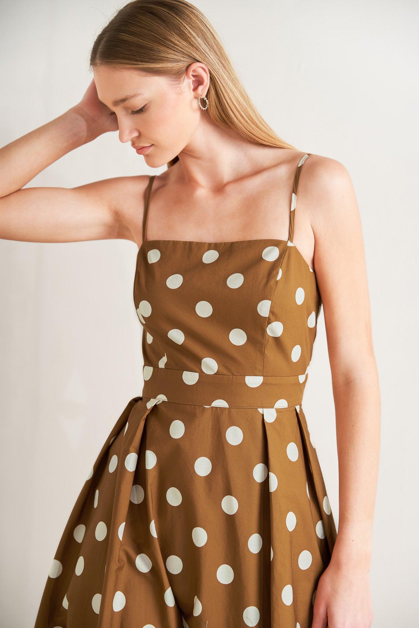 ESPRESSO DOT DREAM WOVEN MIDI DRESS Flying Tomato