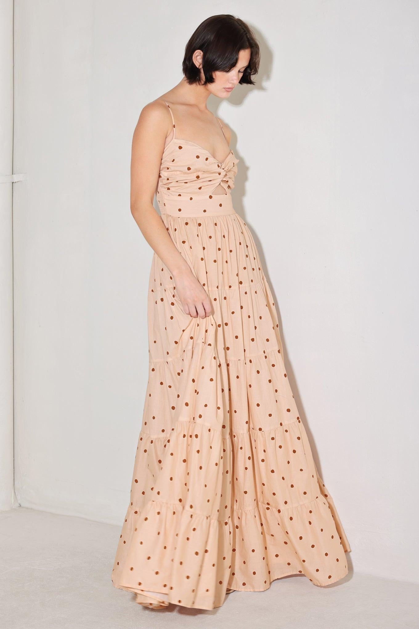 DOTTED DREAM WOVEN MAXI DRESS Flying Tomato