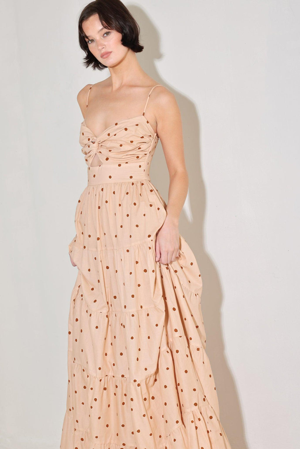 DOTTED DREAM WOVEN MAXI DRESS Flying Tomato