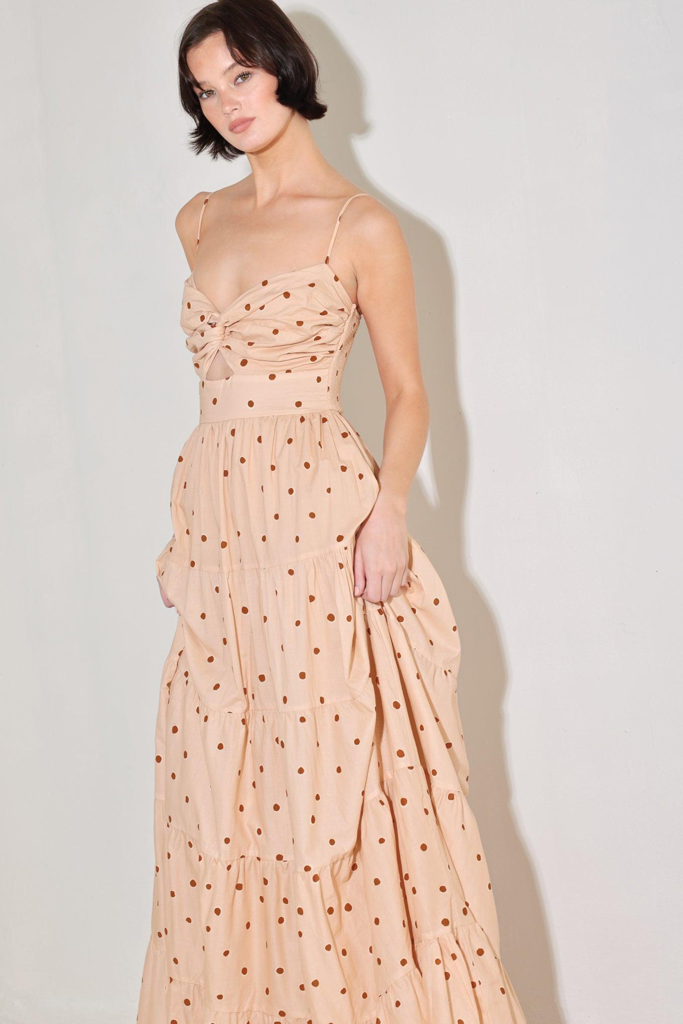 DOTTED DREAM WOVEN MAXI DRESS Flying Tomato