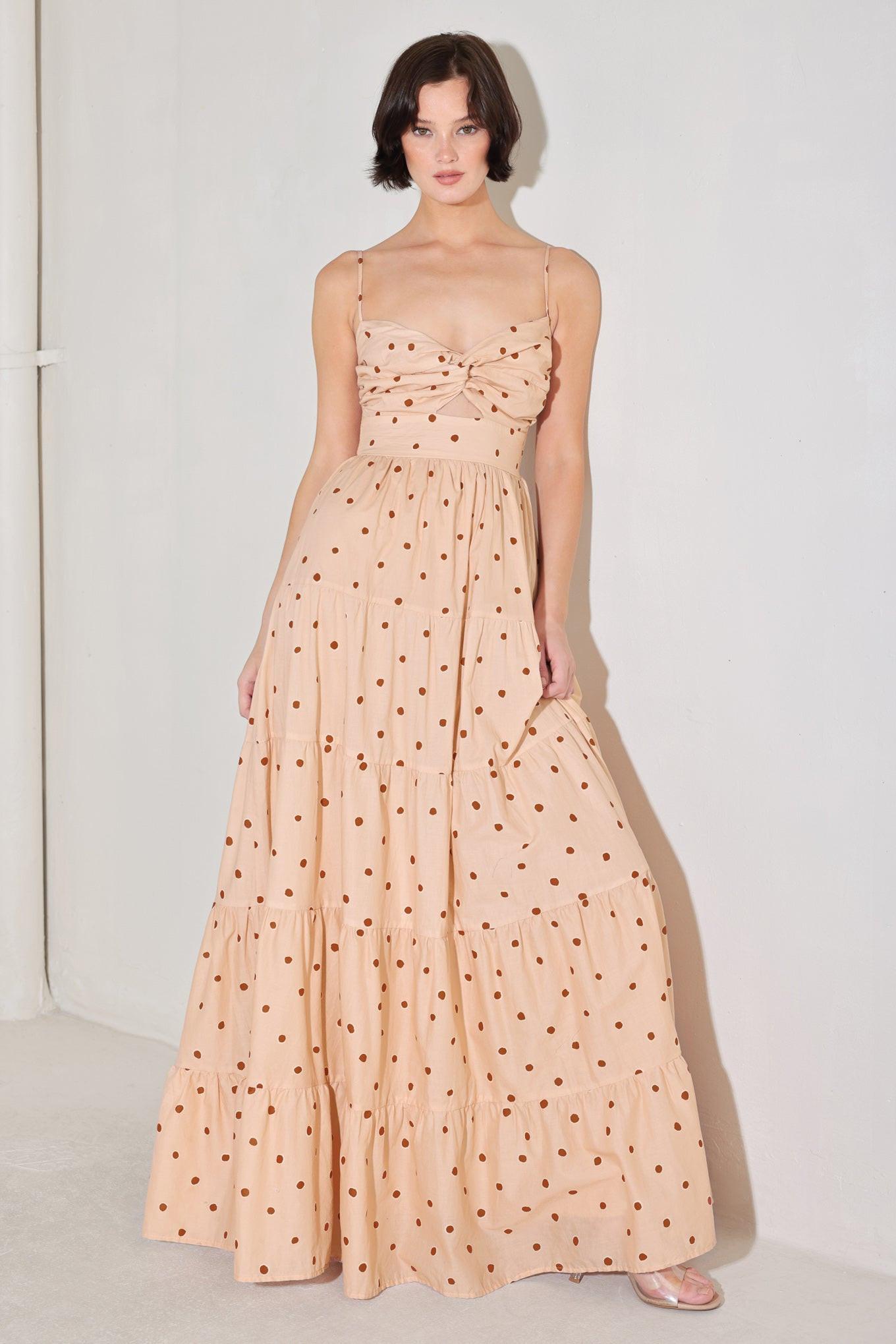 DOTTED DREAM WOVEN MAXI DRESS Flying Tomato