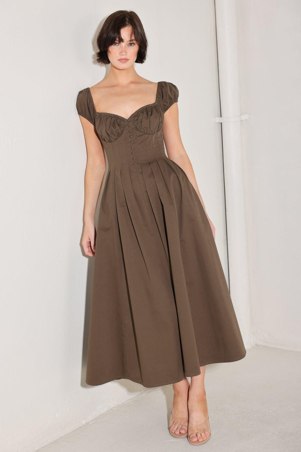 MOCHA MUSE MOMENT WOVEN MIDI DRESS Flying Tomato
