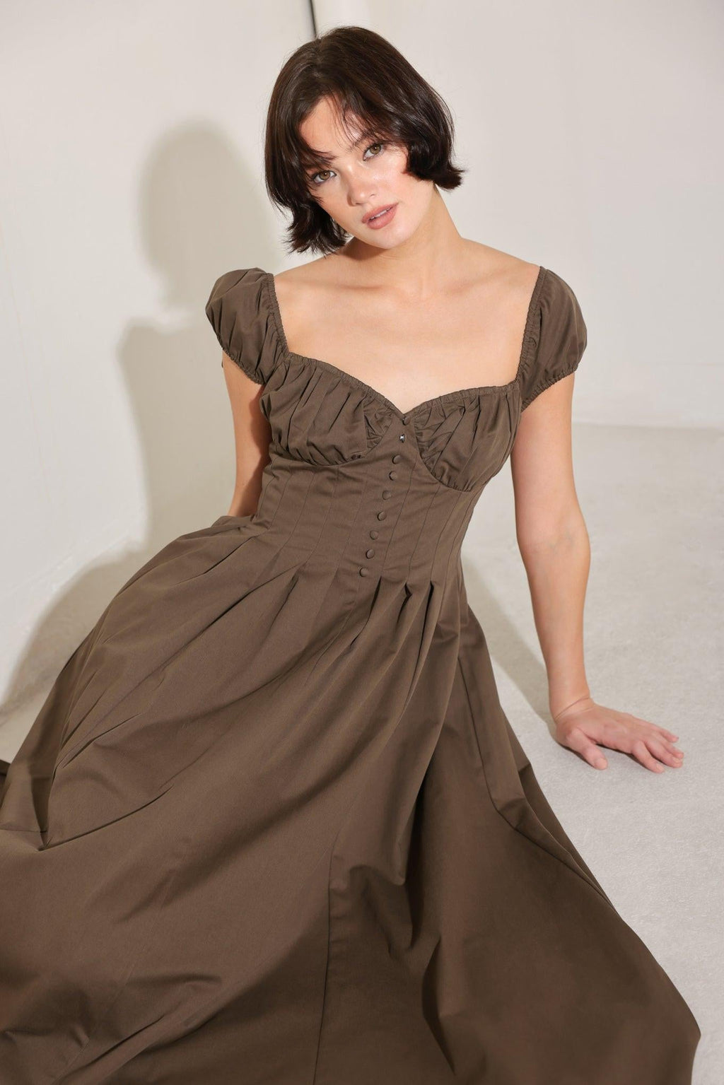MOCHA MUSE MOMENT WOVEN MIDI DRESS Flying Tomato