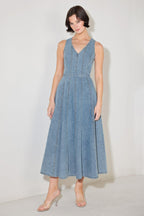 SIMPLY STUNNING DENIM MIDI DRESS Flying Tomato