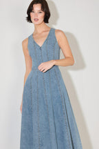 SIMPLY STUNNING DENIM MIDI DRESS Flying Tomato