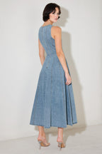 SIMPLY STUNNING DENIM MIDI DRESS Flying Tomato