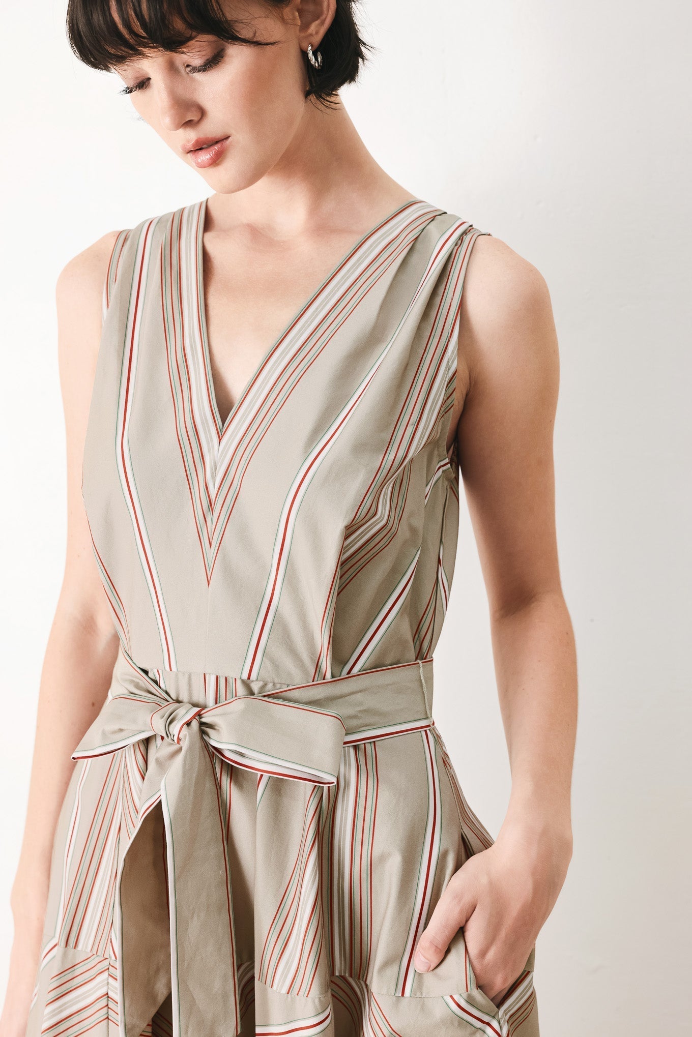 SWEET STRIPE WOVEN MIDI DRESS Flying Tomato