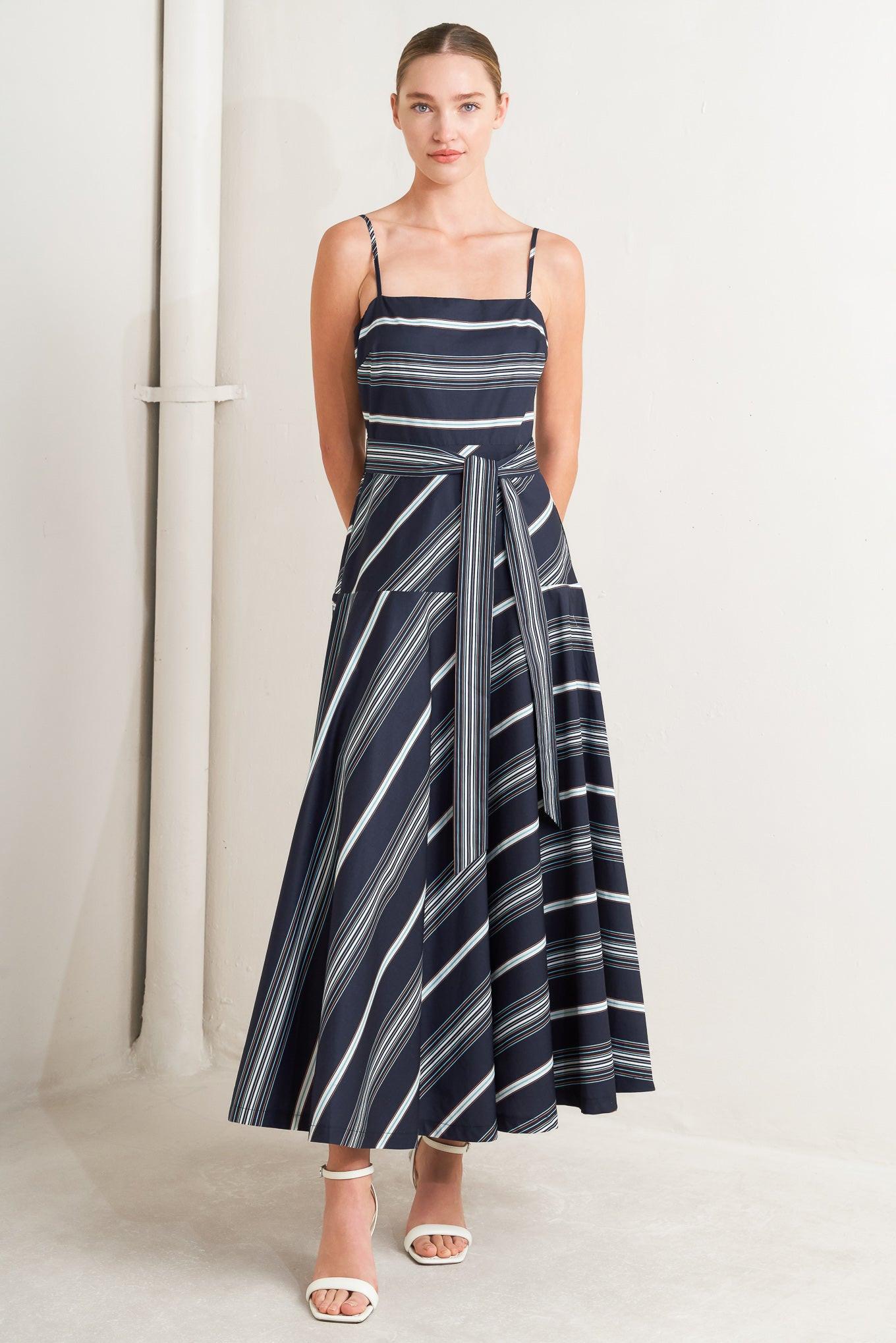 SWEET ESCAPE STRIPE WOVEN MIDI DRESS Flying Tomato