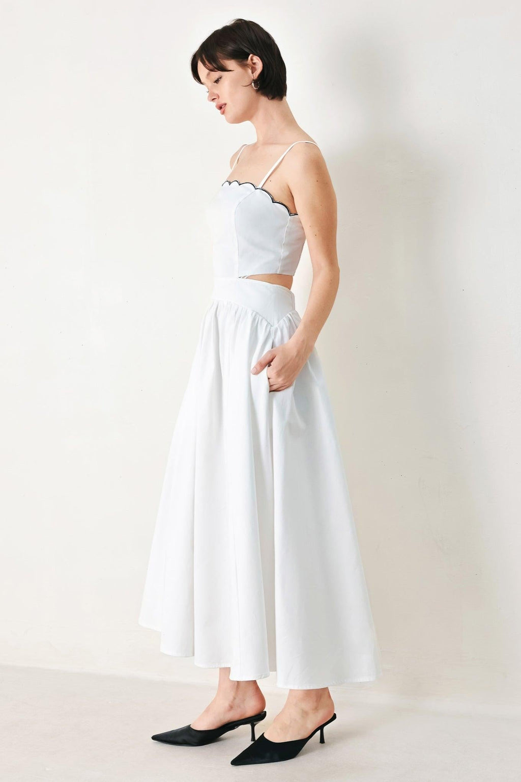 PURE ELEGANCE WOVEN MIDI DRESS Flying Tomato