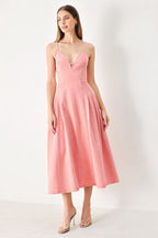 PINK HAZE WOVEN TWILL MIDI DRESS Flying Tomato