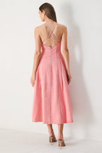 PINK HAZE WOVEN TWILL MIDI DRESS Flying Tomato