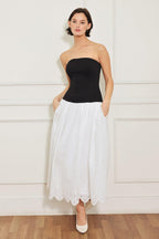 SOFT SPOKEN BEAUTY KNIT WOVEN MIDI DRESS Flying Tomato