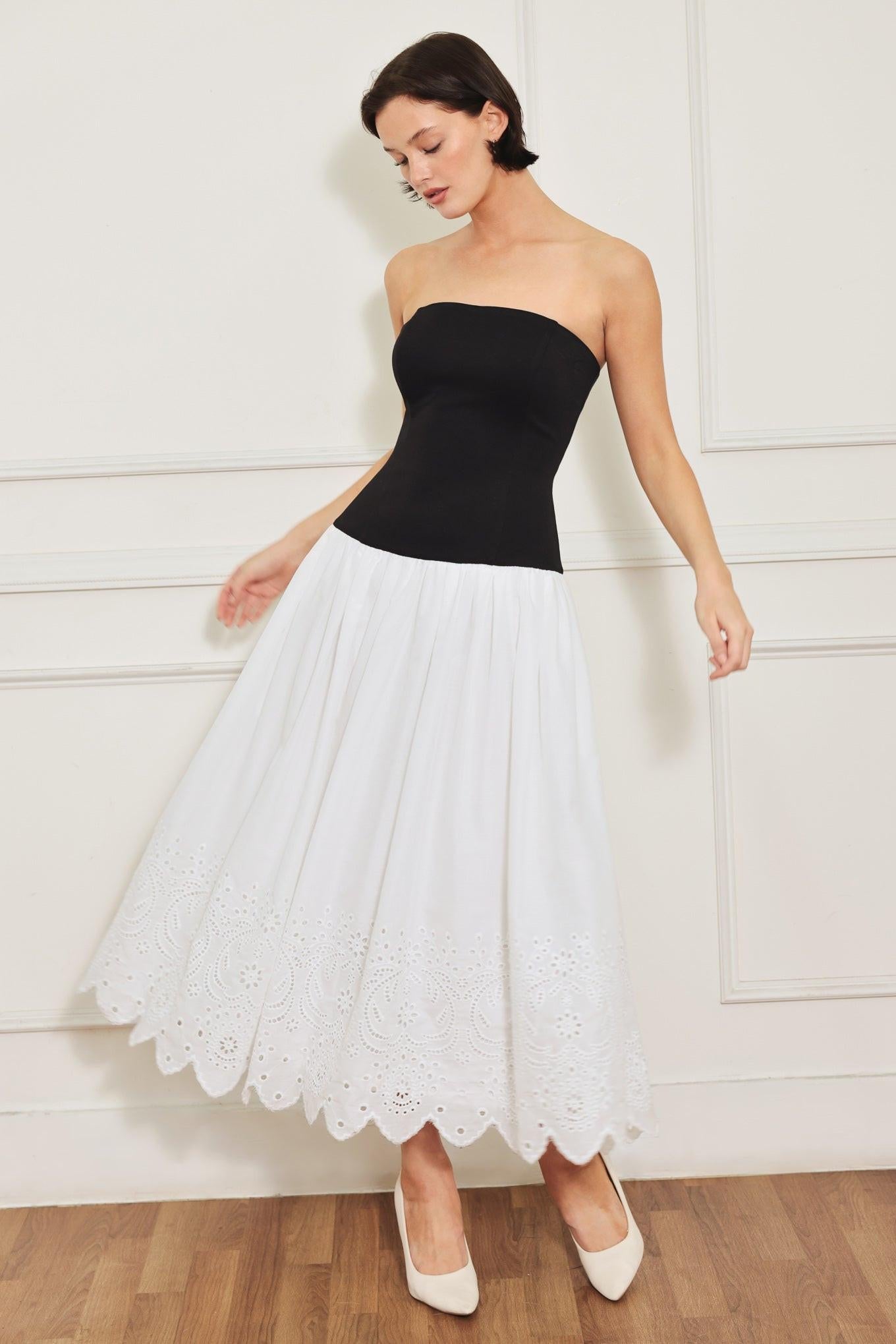 SOFT SPOKEN BEAUTY KNIT WOVEN MIDI DRESS Flying Tomato