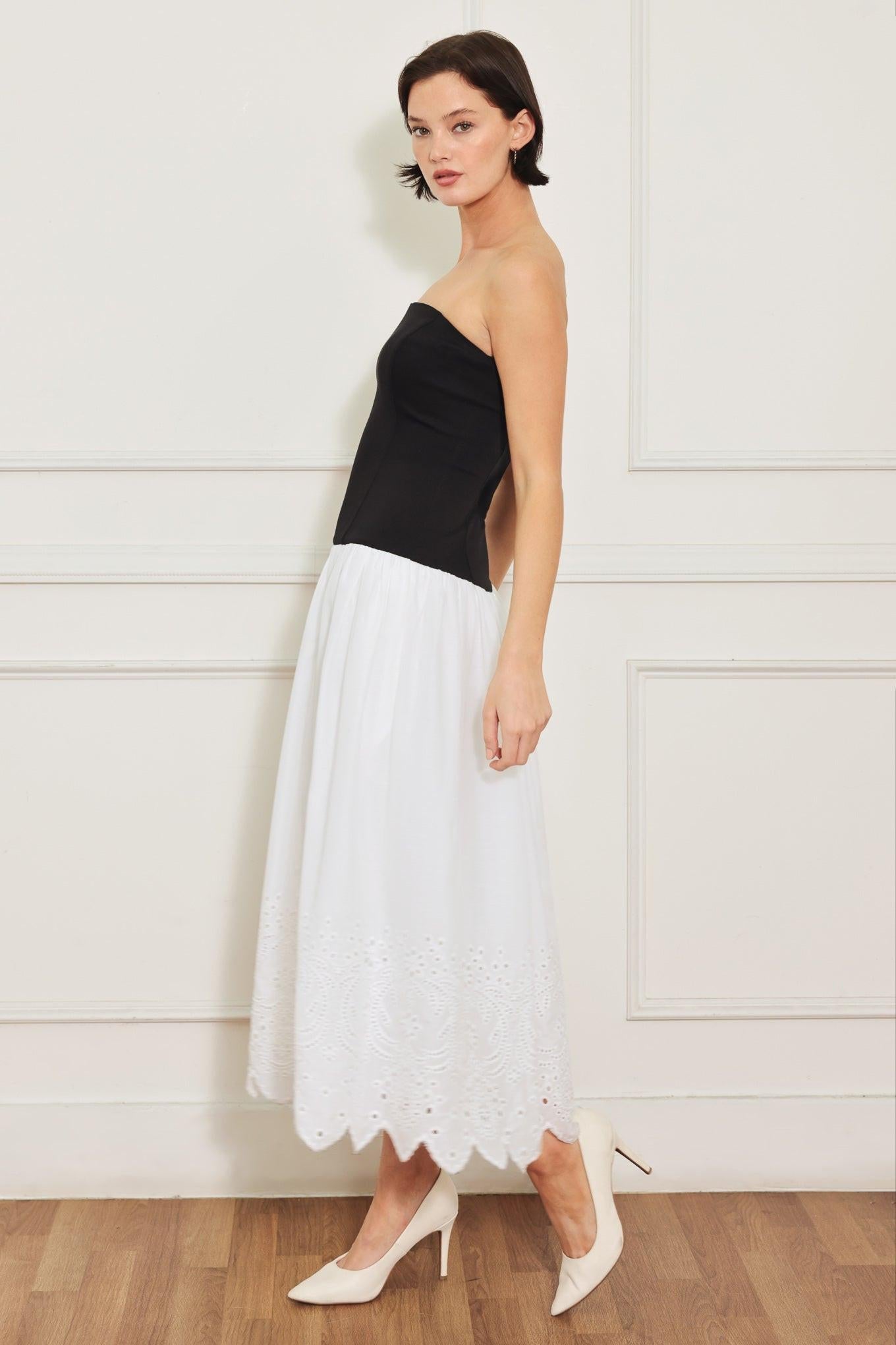 SOFT SPOKEN BEAUTY KNIT WOVEN MIDI DRESS Flying Tomato