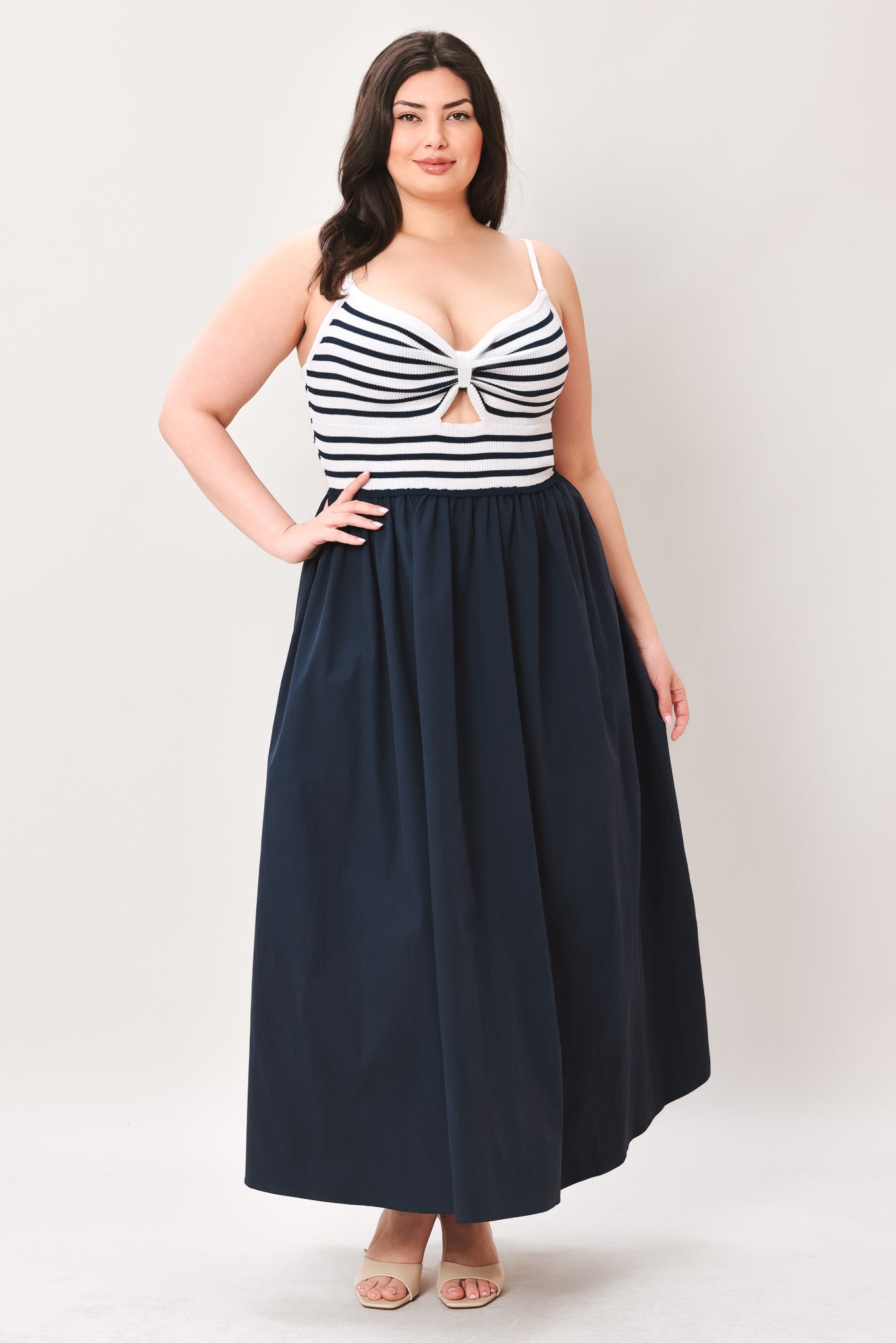 PARIS STRIPE CUTOUT MIDI DRESS Flying Tomato