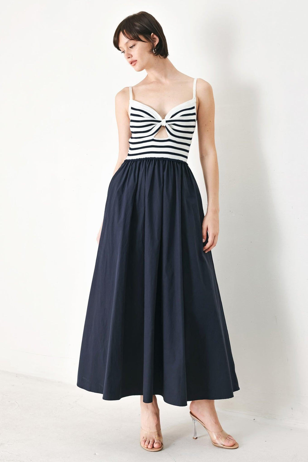 PARIS STRIPE CUTOUT MIDI DRESS Flying Tomato