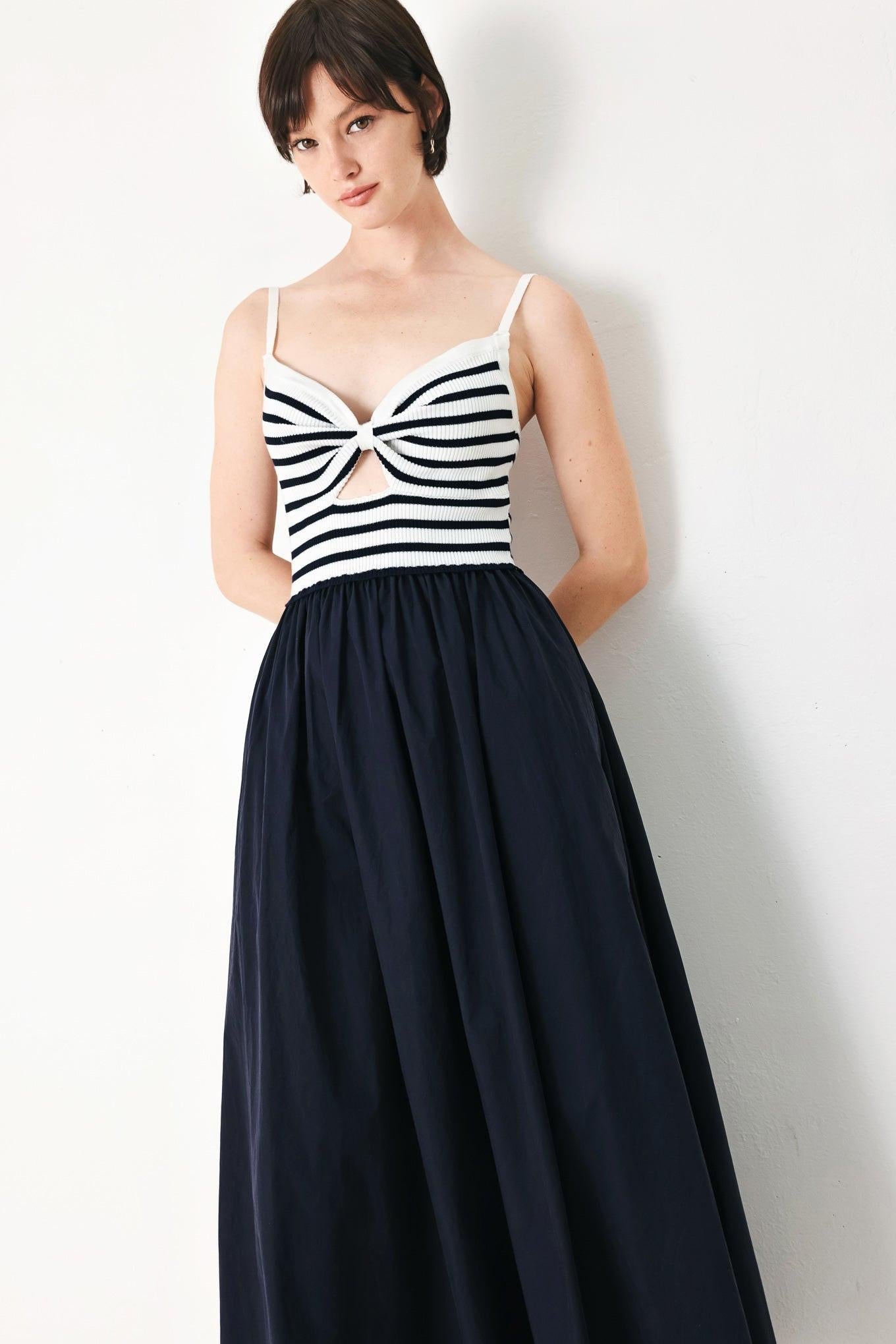 PARIS STRIPE CUTOUT MIDI DRESS Flying Tomato