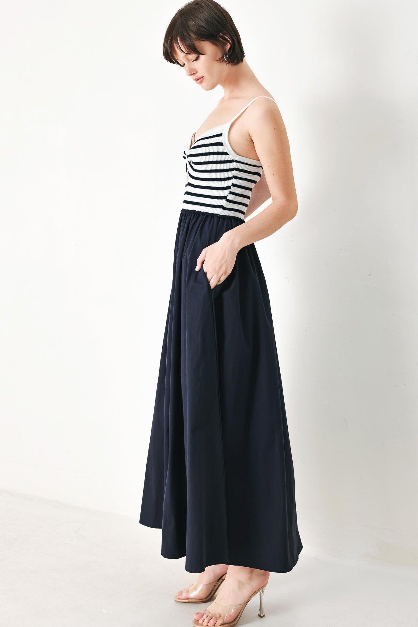 PARIS STRIPE CUTOUT MIDI DRESS Flying Tomato