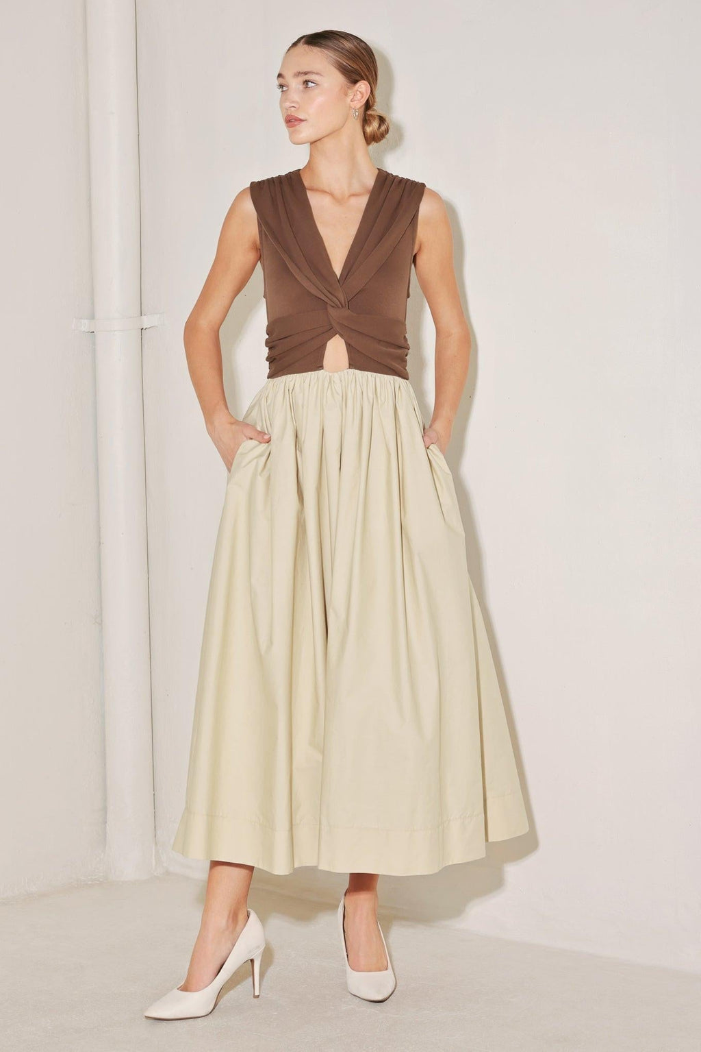 ANGEL VEIL SOLID MIDI DRESS Flying Tomato