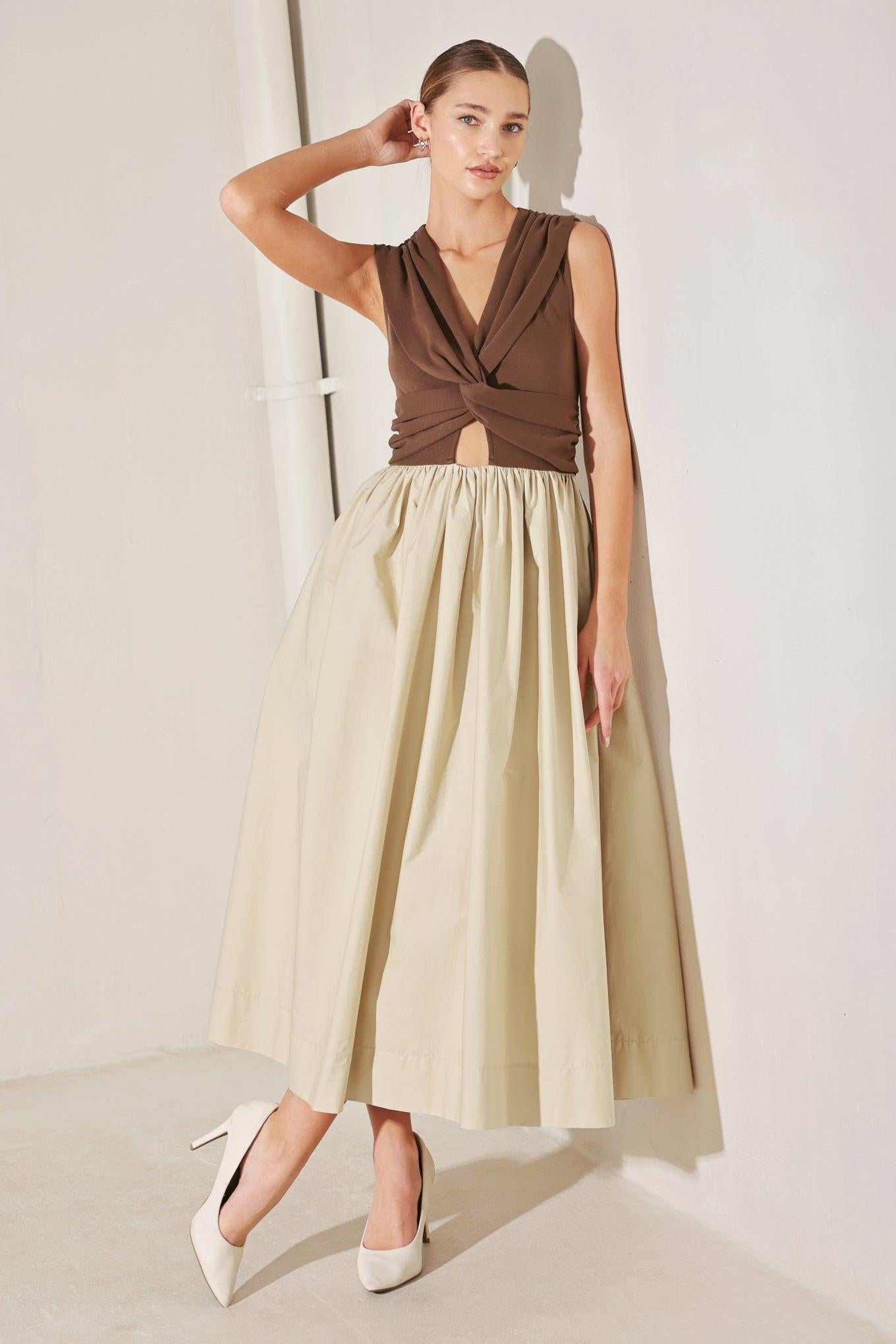 ANGEL VEIL SOLID MIDI DRESS Flying Tomato