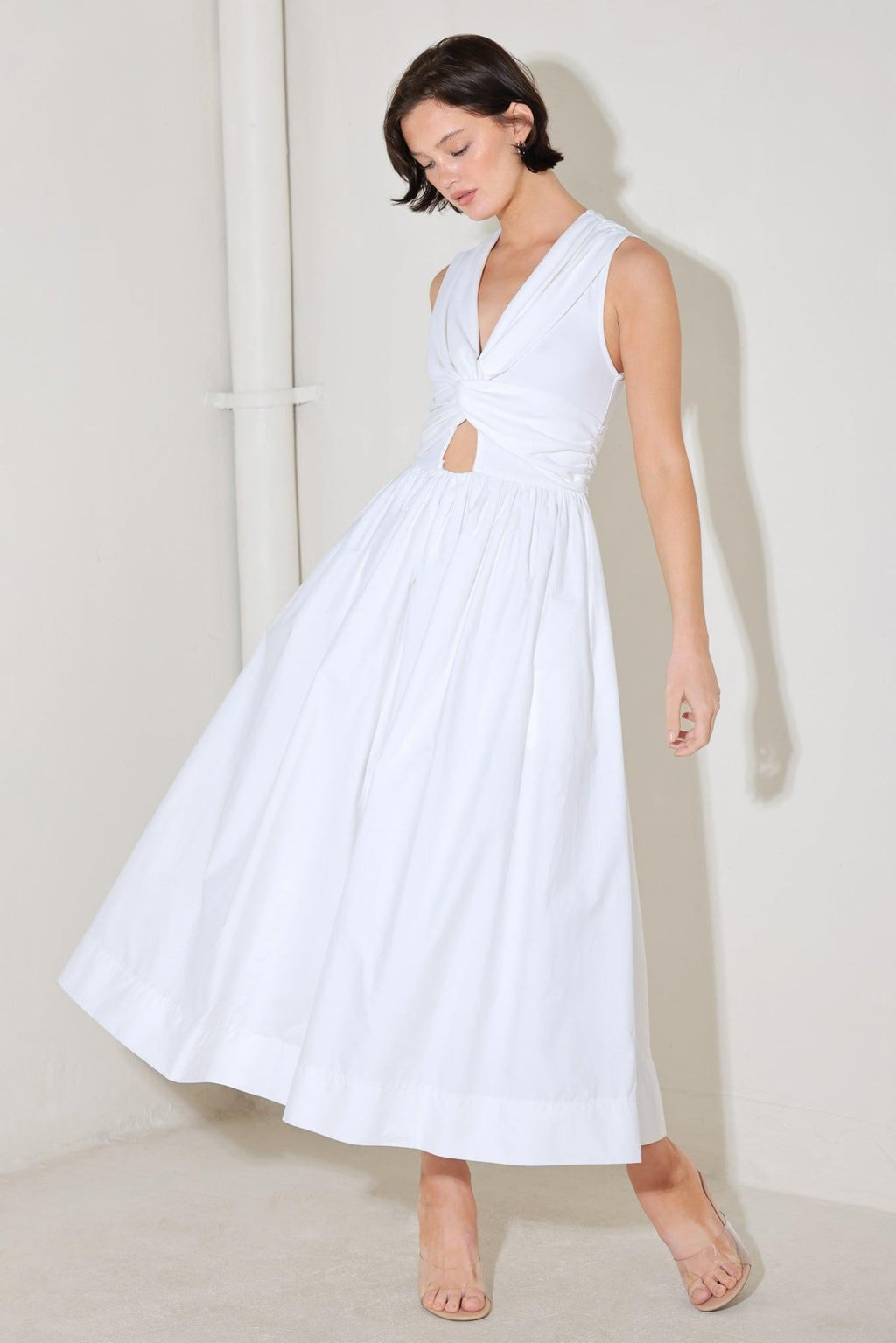 ANGEL VEIL SOLID MIDI DRESS Flying Tomato