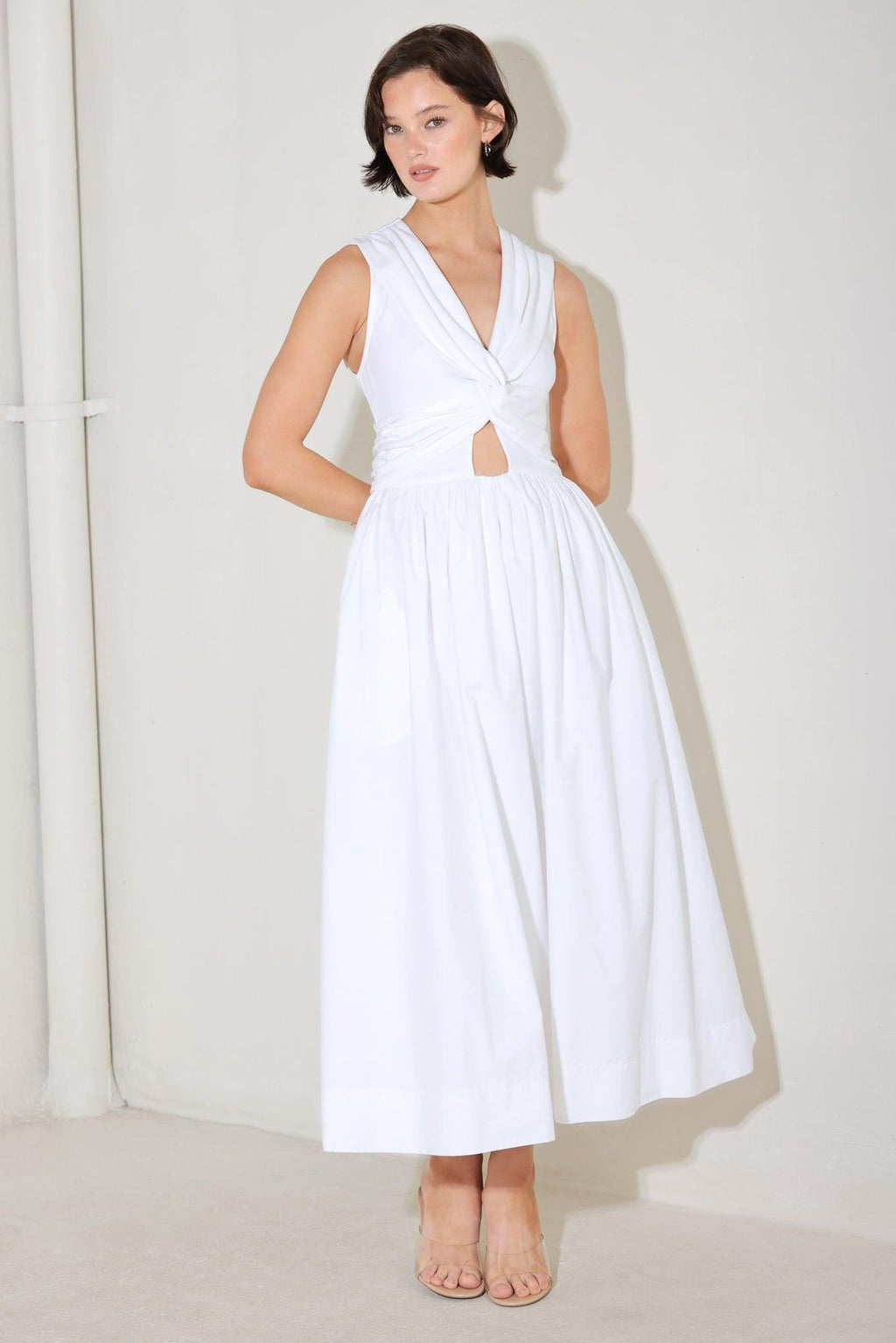 ANGEL VEIL SOLID MIDI DRESS Flying Tomato
