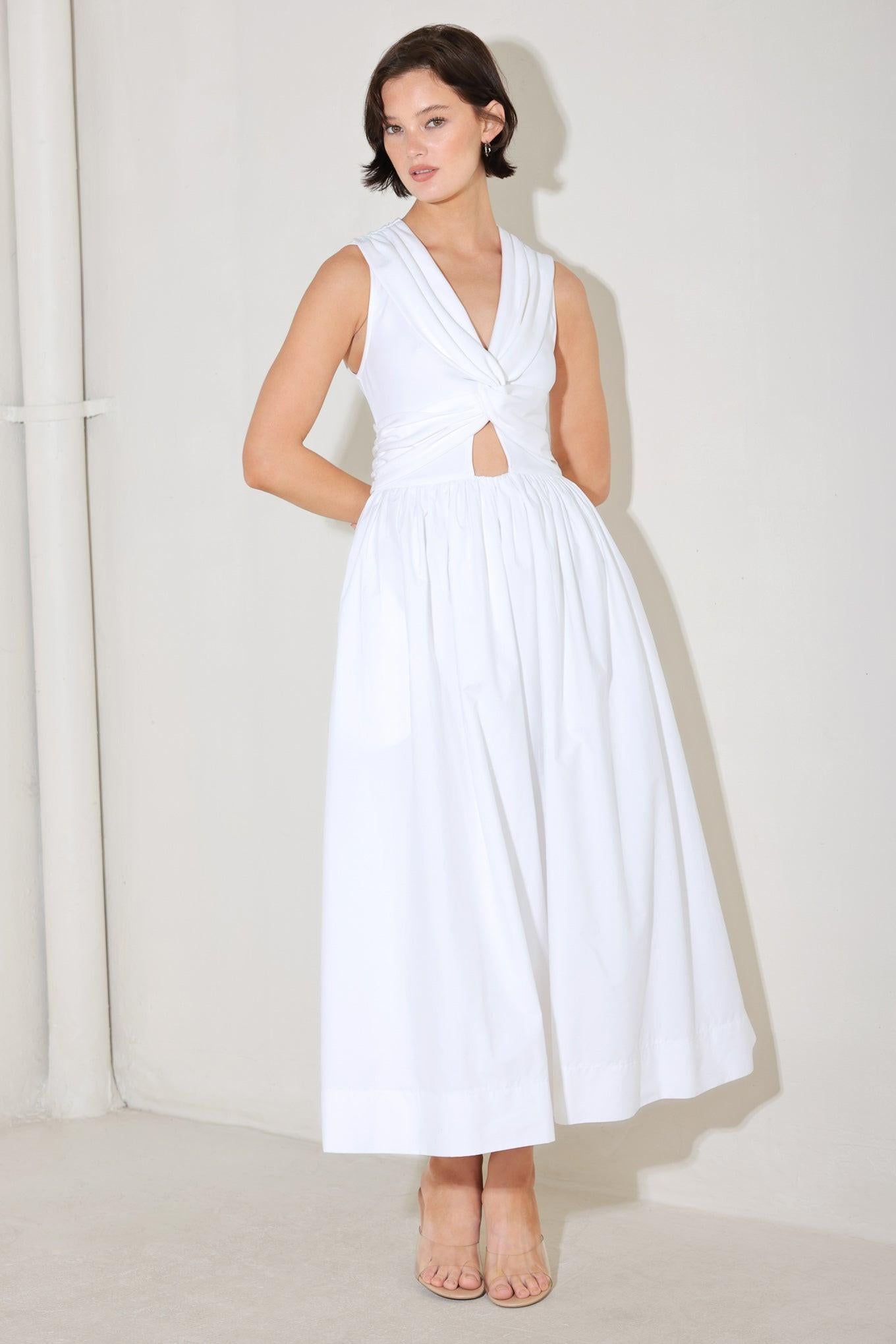 ANGEL VEIL SOLID MIDI DRESS Flying Tomato