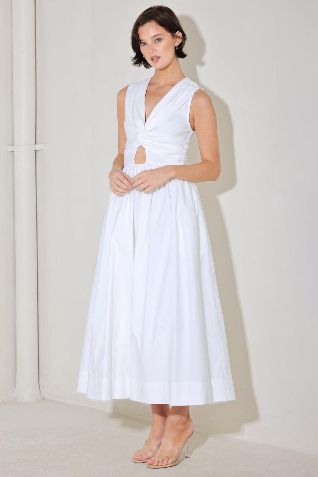 ANGEL VEIL SOLID MIDI DRESS Flying Tomato