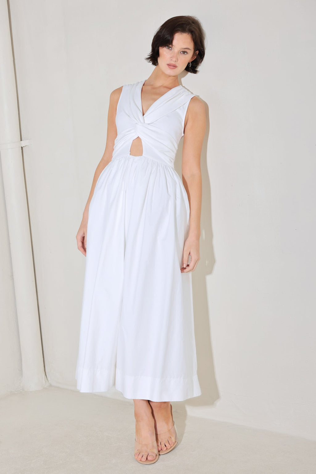 ANGEL VEIL SOLID MIDI DRESS Flying Tomato