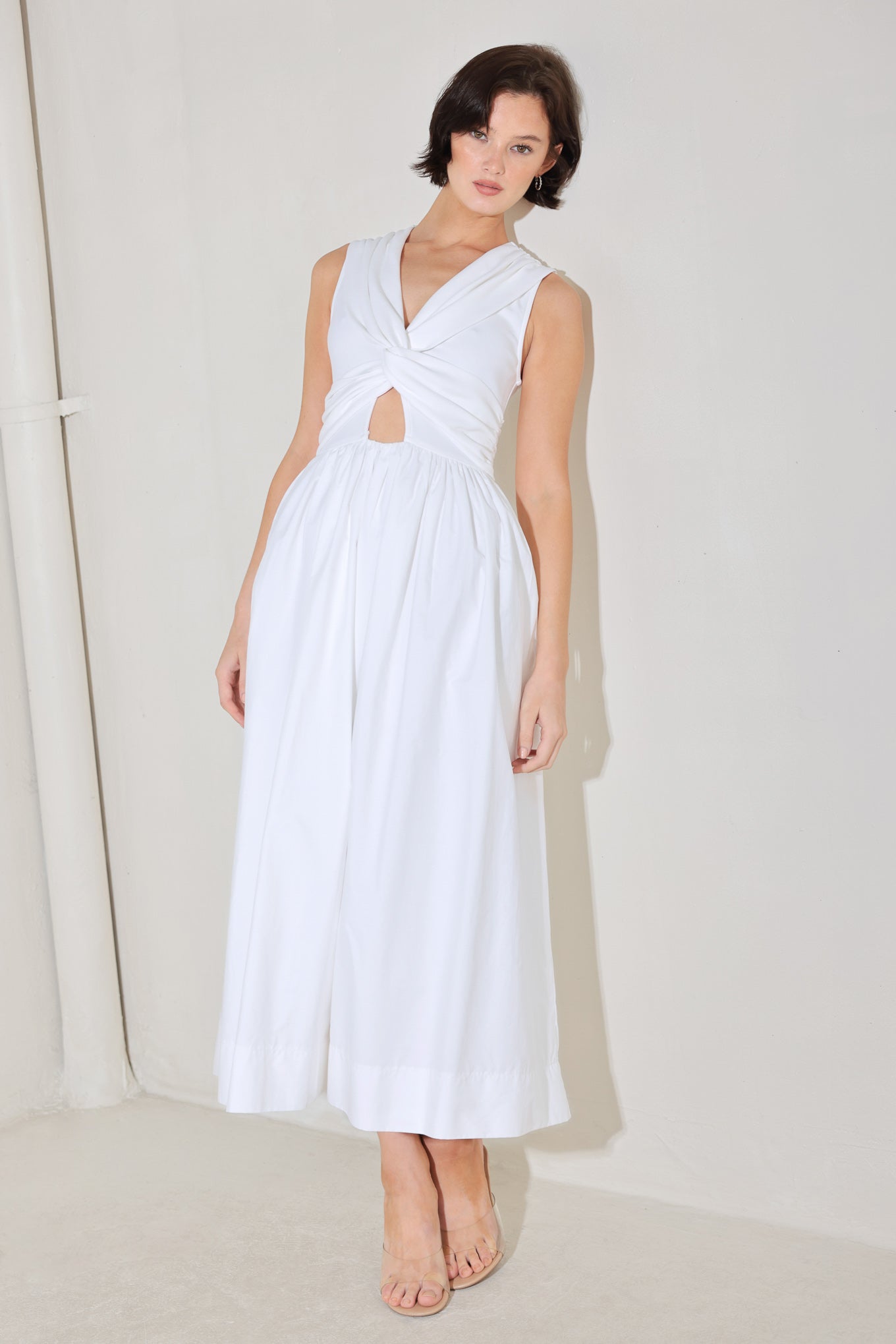ANGEL VEIL SOLID MIDI DRESS Flying Tomato