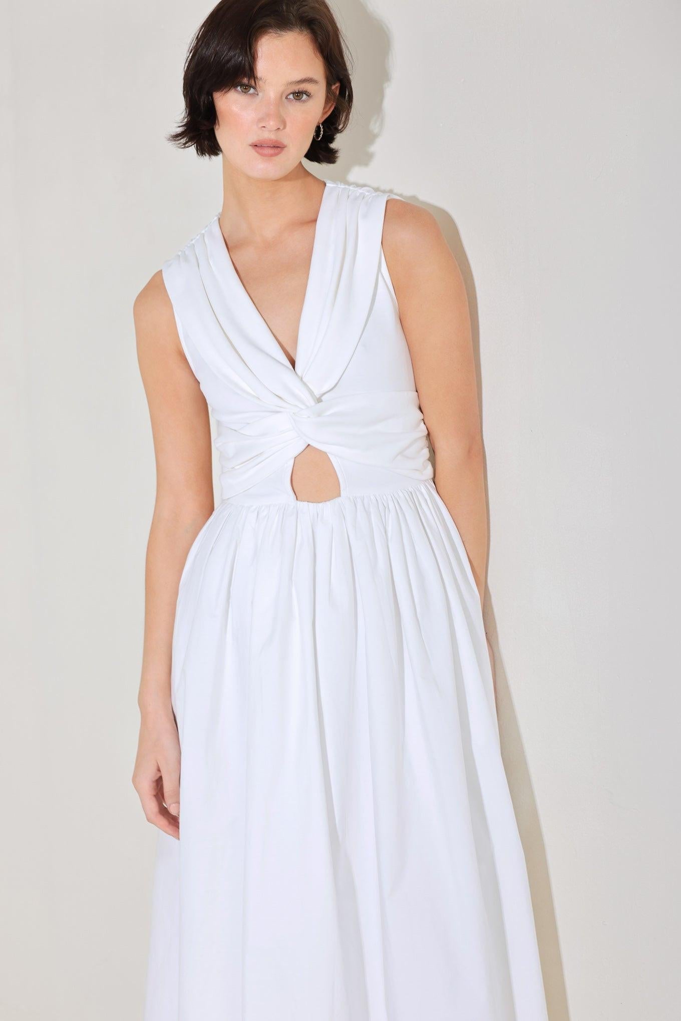 ANGEL VEIL SOLID MIDI DRESS Flying Tomato