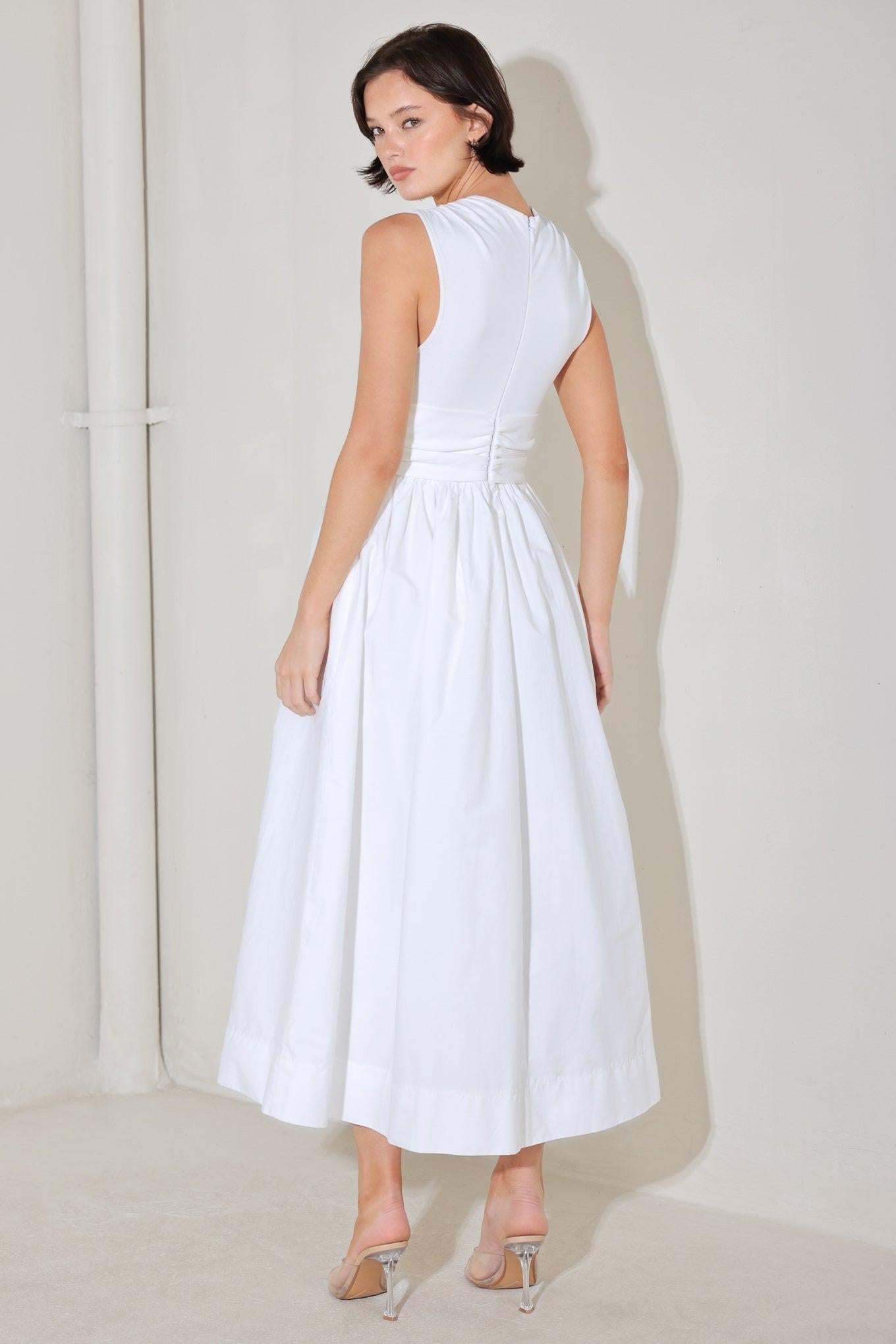 ANGEL VEIL SOLID MIDI DRESS Flying Tomato